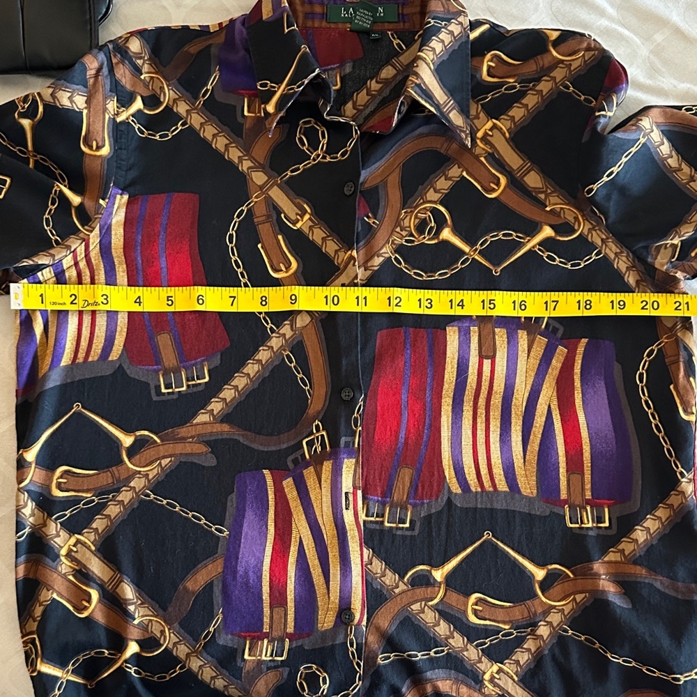 Ralph Lauren Green Label Petite Cotton Garment with Brown and Purple Accents - Picture 8 of 10